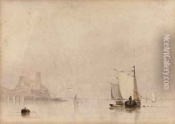 Fishing vessels before St Michael's Mount Oil Painting - Anthony Vandyke Copley Fielding