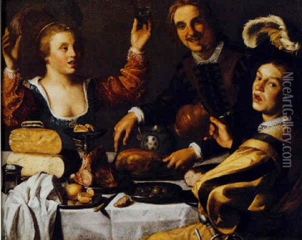 Le Banquet Oil Painting - Gerrit Van Honthorst