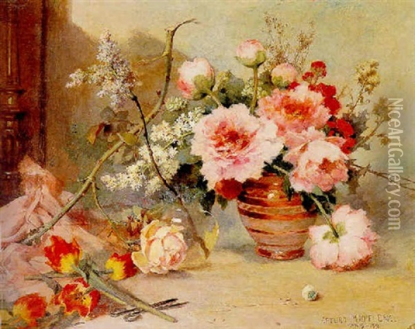 Flores Oil Painting - Arturo Michelena