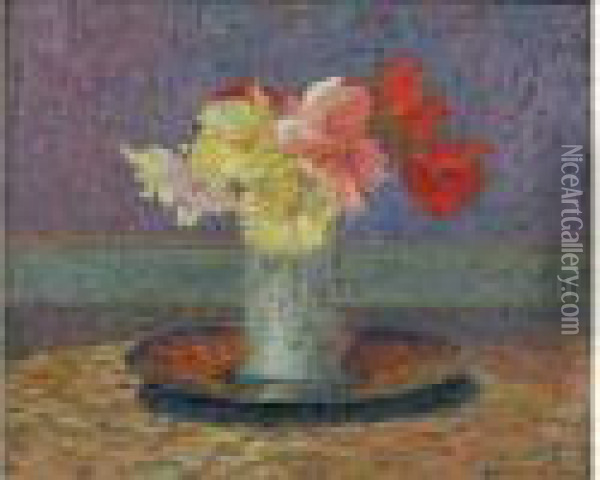 Bouquet De Fleurs Oil Painting - Henri Martin