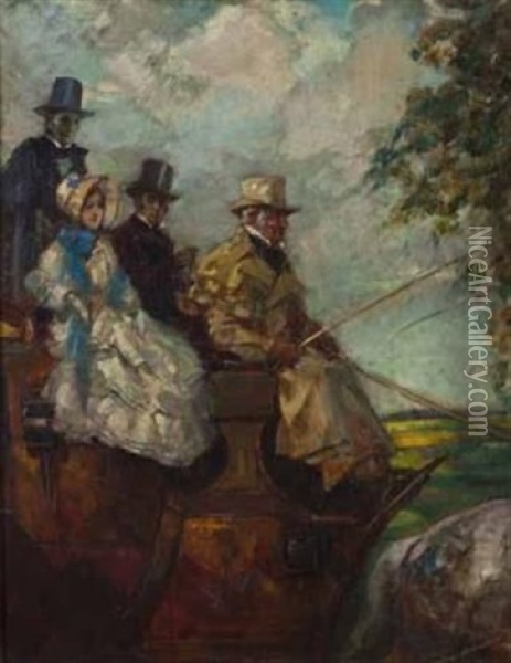 Four In Hand Oil Painting - John Henry Amshewitz