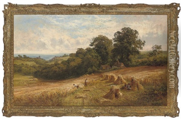 Through The Corn Fields To The Sea Oil Painting - Walter Wallor Caffyn