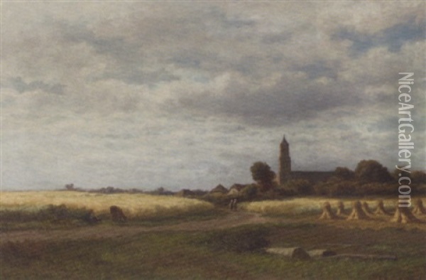 Cornfields In Late Summer Oil Painting - Adrianus van Everdingen