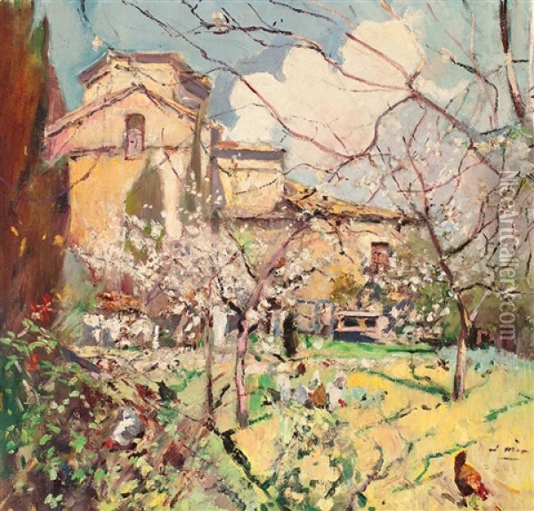 La Rectoria Oil Painting - Joaquin Mir Trinxet