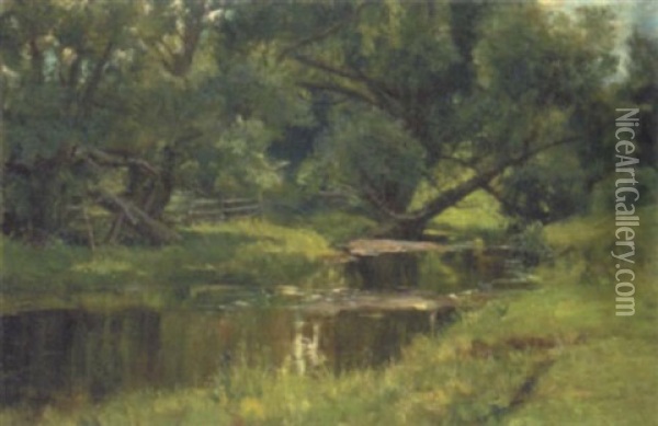 The Winding Stream Oil Painting - Olive Parker Black
