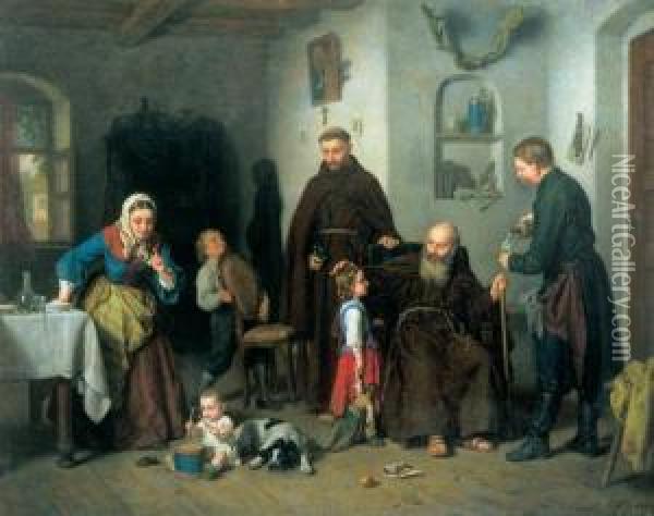 Kwestarze, 1866 R. Oil Painting - Leopold Loeffler