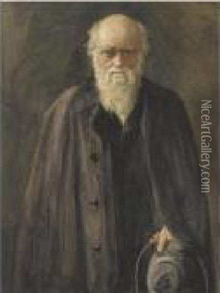 Portrait Of Charles Darwin Oil Painting - John Maler Collier