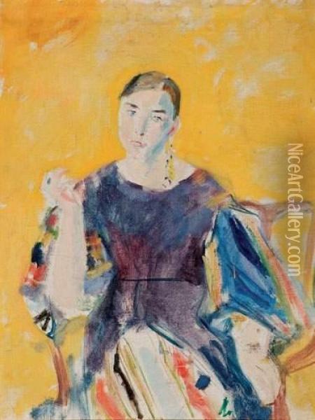 Portrait De Mme Ospensky, Vers 1940 Oil Painting - Anatolij A. Arapov