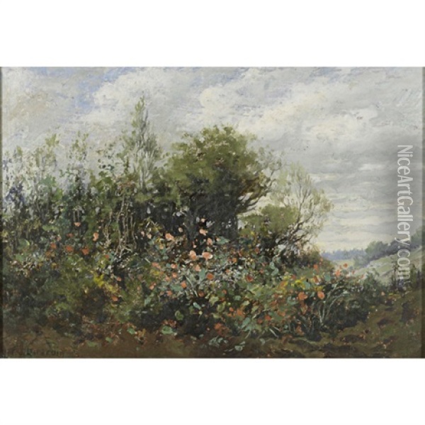 A Landscape With Flowers Oil Painting - Frank Joseph Girardin
