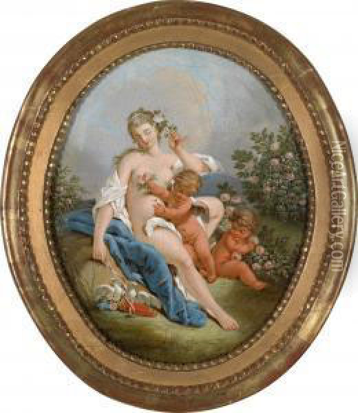 Two Mythological Scenes Oil Painting - Jacques Antoine Vallin