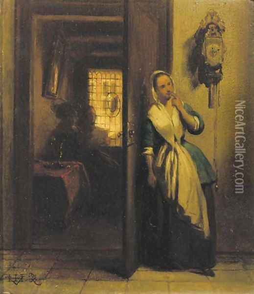 The eavesdropper Oil Painting - Hubertus van Hove
