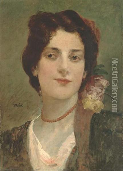 Portrait Of A Lady Oil Painting - Vaclav Brozik