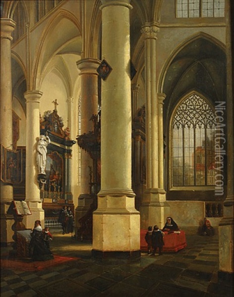 Eglise De Bartscheide, Prusse Oil Painting - Emile Pierre Joseph de Cauwer
