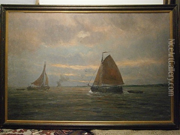 Boten Op De Schelde Oil Painting - Romain Steppe