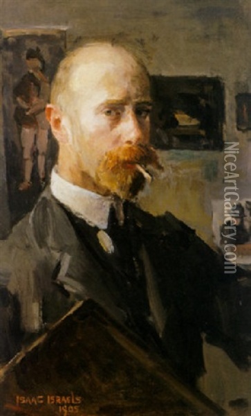 A Self Portrait With Palette Oil Painting - Isaac Israels