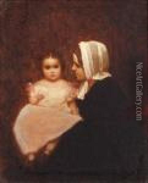Mother And Child Oil Painting - Eastman Johnson