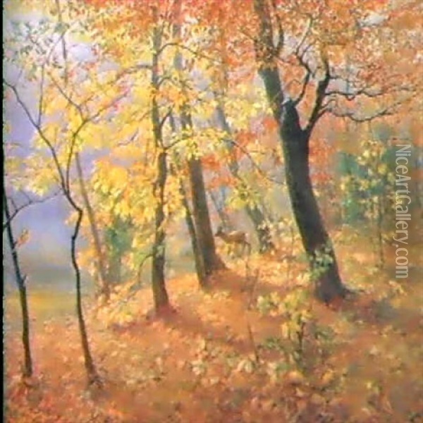 Herbstwald Bei Dornbach Oil Painting - Hugo Charlemont