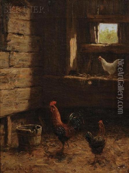 Chickens In The Barn Oil Painting - Burr H. Nicholls
