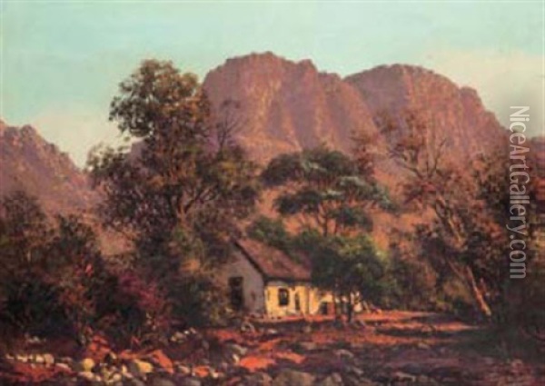 A Cape Cottage In The Mountains Oil Painting - Tinus de Jongh