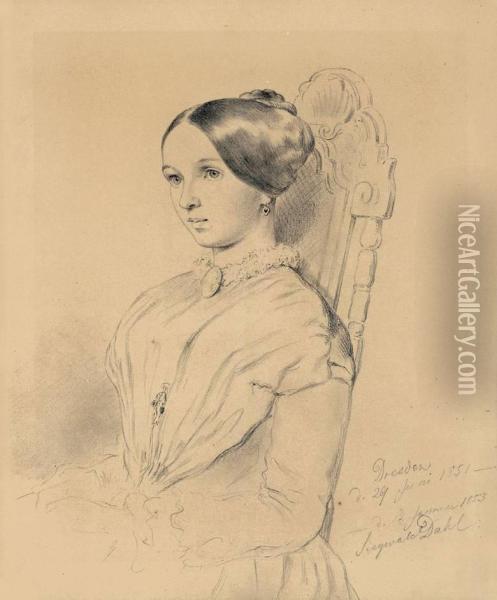 Johanna Eugenia Carus (1827 - 1852) Oil Painting - Siegwald Johannes Dahl