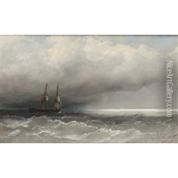 Schooner In A Squall Oil Painting - William Clarkson Stanfield