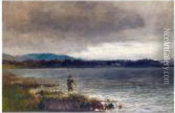 Casting On The Loch Oil Painting - John MacWhirter