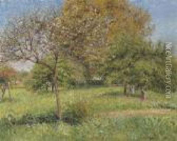 Le Grand Noyer, Matin, Eragny Oil Painting - Camille Pissarro