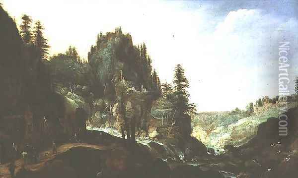 Landscape Oil Painting - Tobias van Haecht (see Verhaecht)