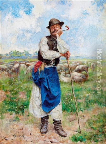 Shepherd With A Pipe Oil Painting - Mark Rubovics