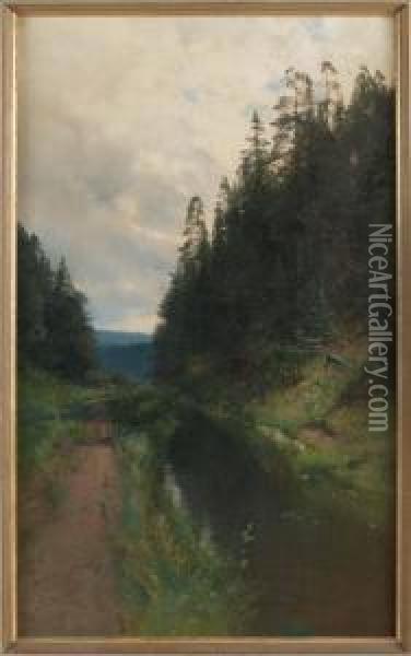 Skogsback Oil Painting - Alfred Thorne