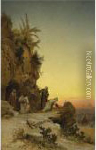 The Ambush Near Giza Oil Painting - Hermann David Salomon Corrodi