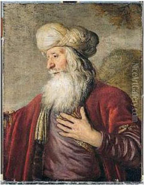 Portrait Of A Bearded Man, Half-length, Wearing A Red Cloak Oil Painting - Jan Lievens