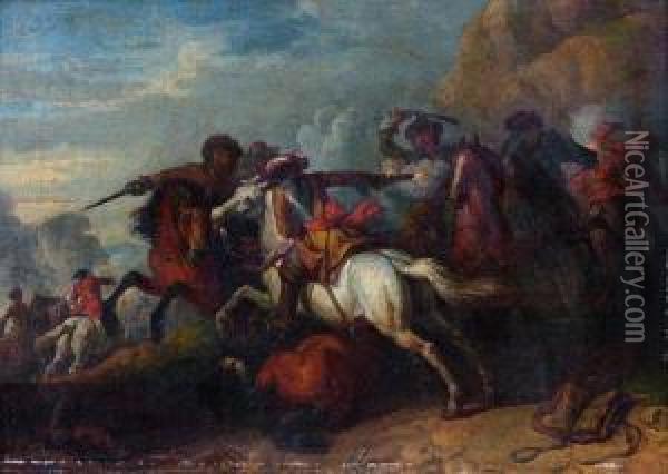 Combat De Cavalier Oil Painting - Jean Joseph Parrocel