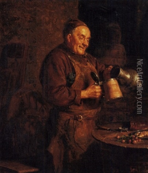 The Evening Meal Oil Painting - Eduard von Gruetzner