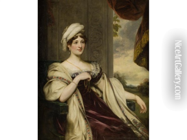 Portrait Of Mary Anne Dunn, Wife Of Francis William Afterwards 6th Earl Of Seafield Oil Painting - Thomas Phillips