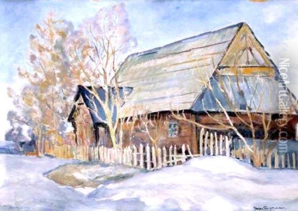 Domek Na Podhalu, Po 1920 Oil Painting - Stefan Filipkiewicz