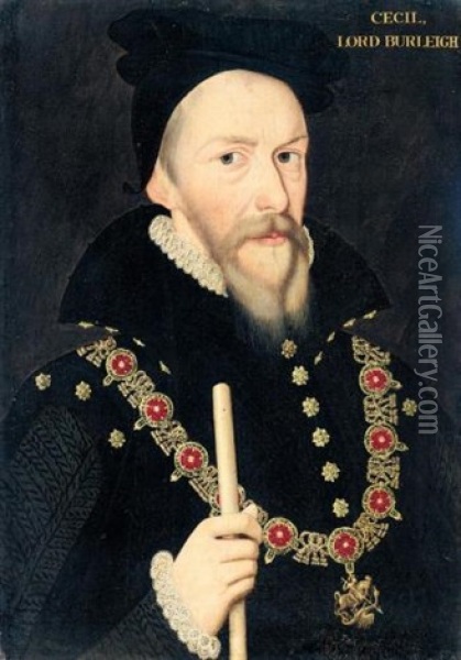 Portrait Of William Cecil, Lord Burghley Oil Painting - Arnold von Brounkhorst