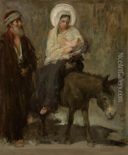 Flight Into Egypt Oil Painting - Henry Jacquier