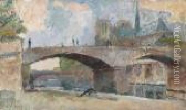Le Pont De L'archeveche Et Notre-dame De Paris Oil Painting - Albert Lebourg