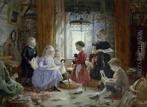 Schooltime Oil Painting - William Muckley