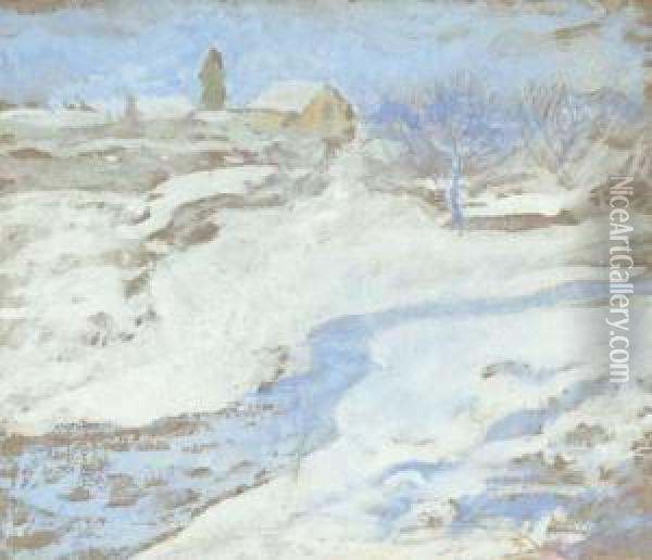 Winter Oil Painting - John Henry Twachtman