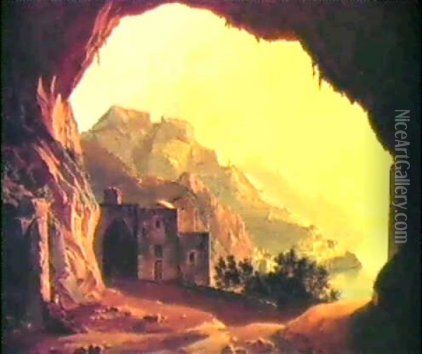 Grotte Von Amalfi Oil Painting - Carl (Karl) Wilhelm Goetzloff