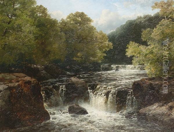 Skelwith Force, Ambleside Oil Painting - John Brandon Smith