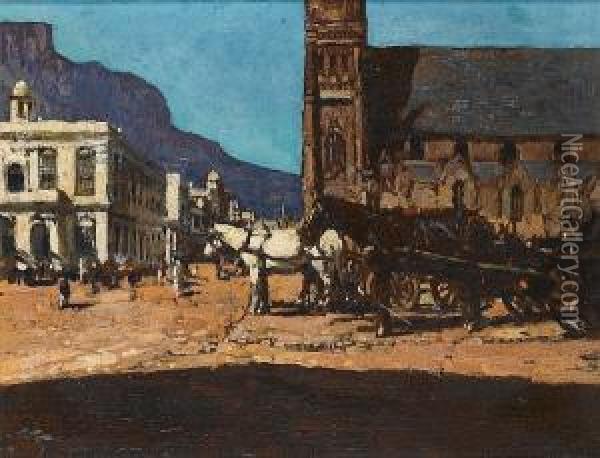 Greenmarket Square, Cape Town Oil Painting - Robert Gwelo Goodman