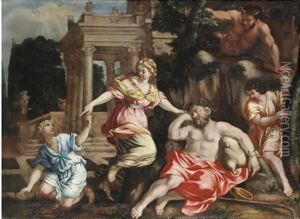 Ebrezza Di Sileno Oil Painting - Pietro Da Cortona (Barrettini)