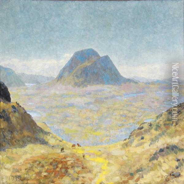 Mountain Landscape From Iceland Oil Painting - Niels Skovgaard