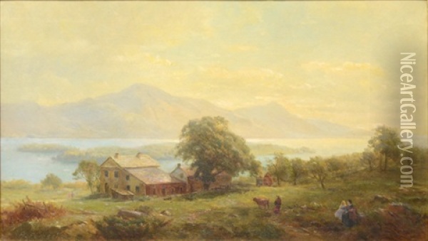 Homestead At Lake George Oil Painting - Hermann Fuechsel