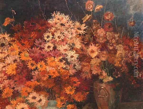 Luxuriance of chrysanthemums Oil Painting - Geesje Van Calcar
