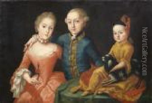 Drei Geschwister Oil Painting - Ircle Of Martin Van Mytens