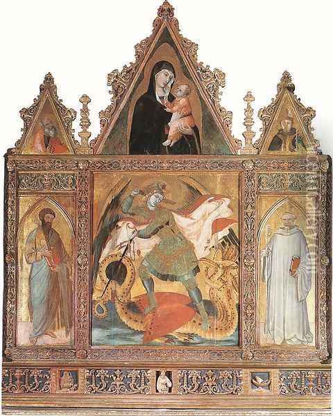 St Michael 1330-35 Oil Painting - Ambrogio Lorenzetti